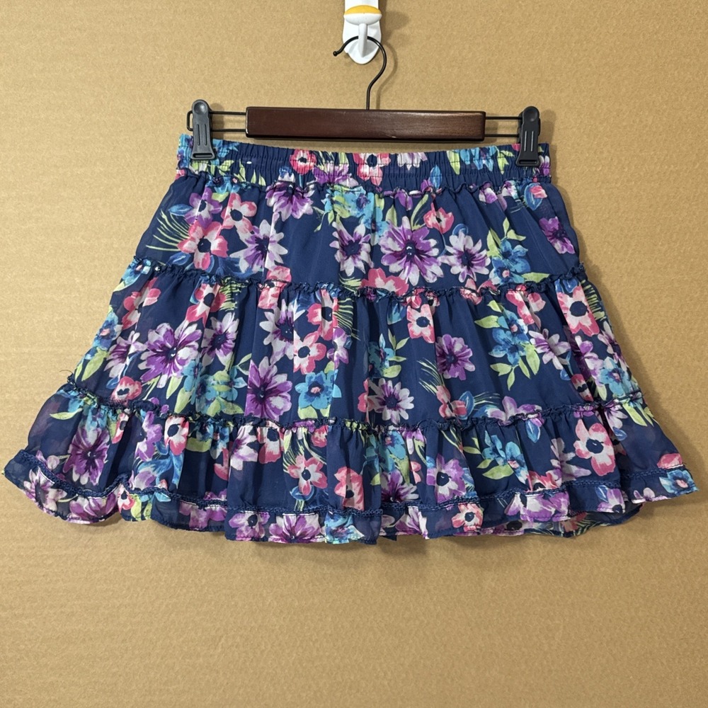 AEROPOSTALE Floral Skirt Medium Blue Summer Casual Women's Flowy‎ Spring - Picture 2 of 7